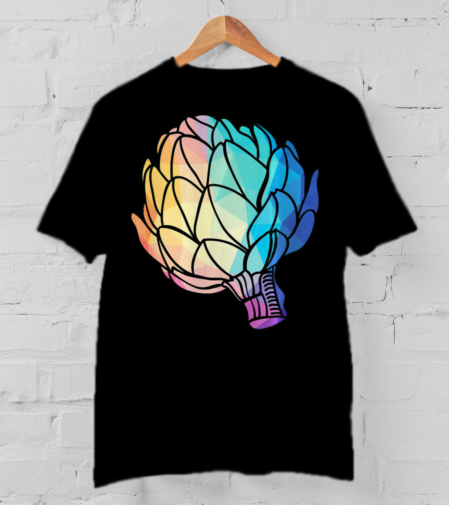 Low Poly Artichoke Vegetarian Rainbow Geometric T-Shirt