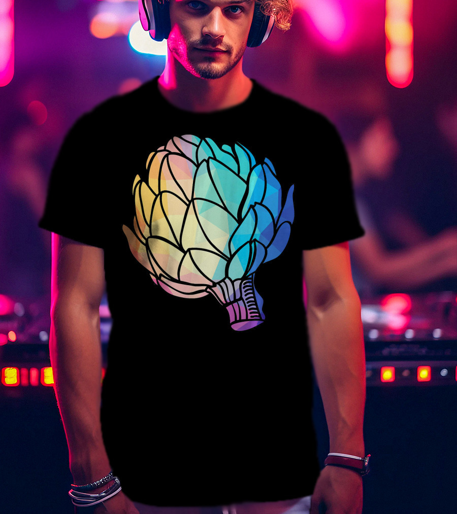 Low Poly Artichoke Vegetarian Rainbow Geometric T-Shirt