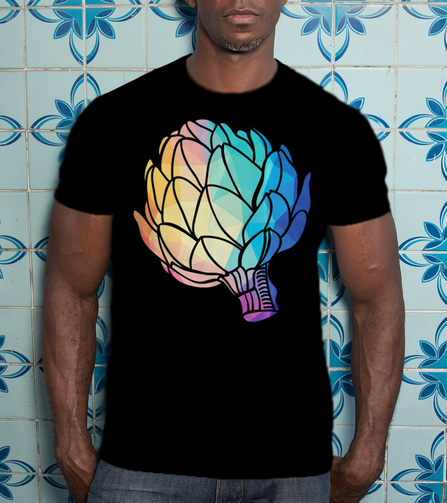 Low Poly Artichoke Vegetarian Rainbow Geometric T-Shirt