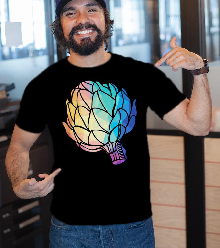 Low Poly Artichoke Vegetarian Rainbow Geometric T-Shirt