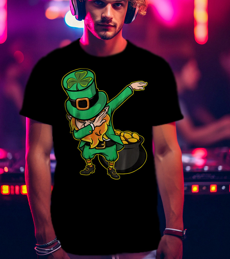 Dabbing Leprechaun Dabechaun Pot Of Gold T-Shirt