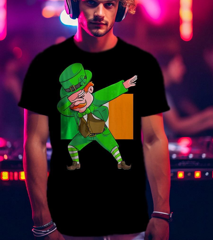 Dabbing Leprechaun Ireland Flag St. Patrick's Day Fun T-Shirt