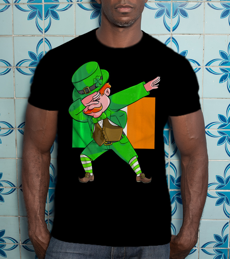 Dabbing Leprechaun Ireland Flag St. Patrick's Day Fun T-Shirt