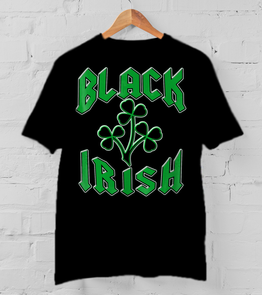 Black Irish Shamrock St Pats Day T-Shirt
