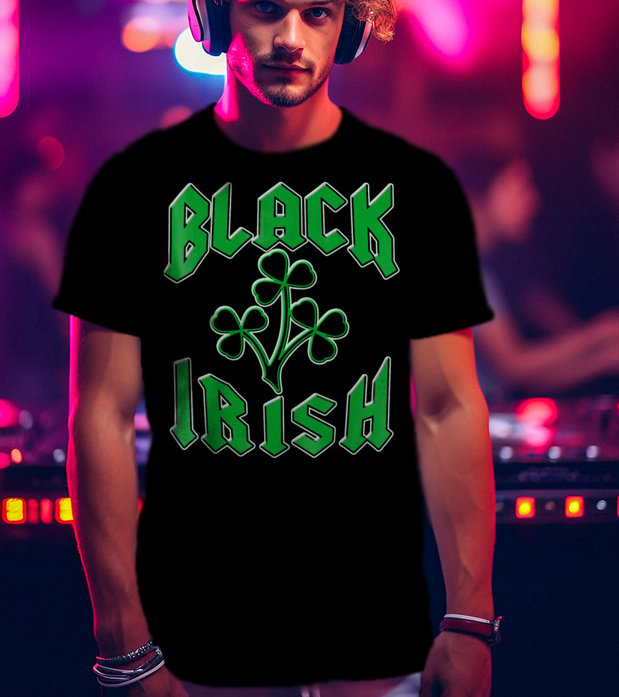 Black Irish Shamrock St Pats Day T-Shirt