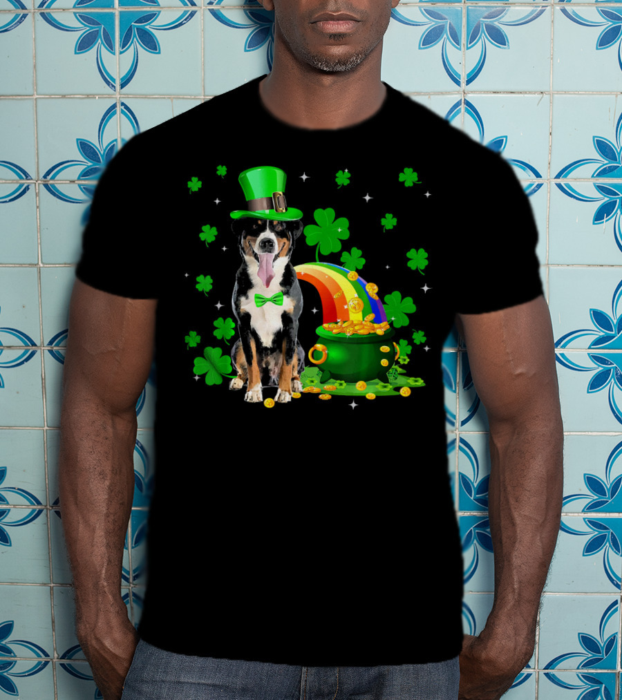 Leprechaun Appenzeller Sennenhund St Patrick's Day Rainbow Pot Of Gold Shamrocks T-Shirt