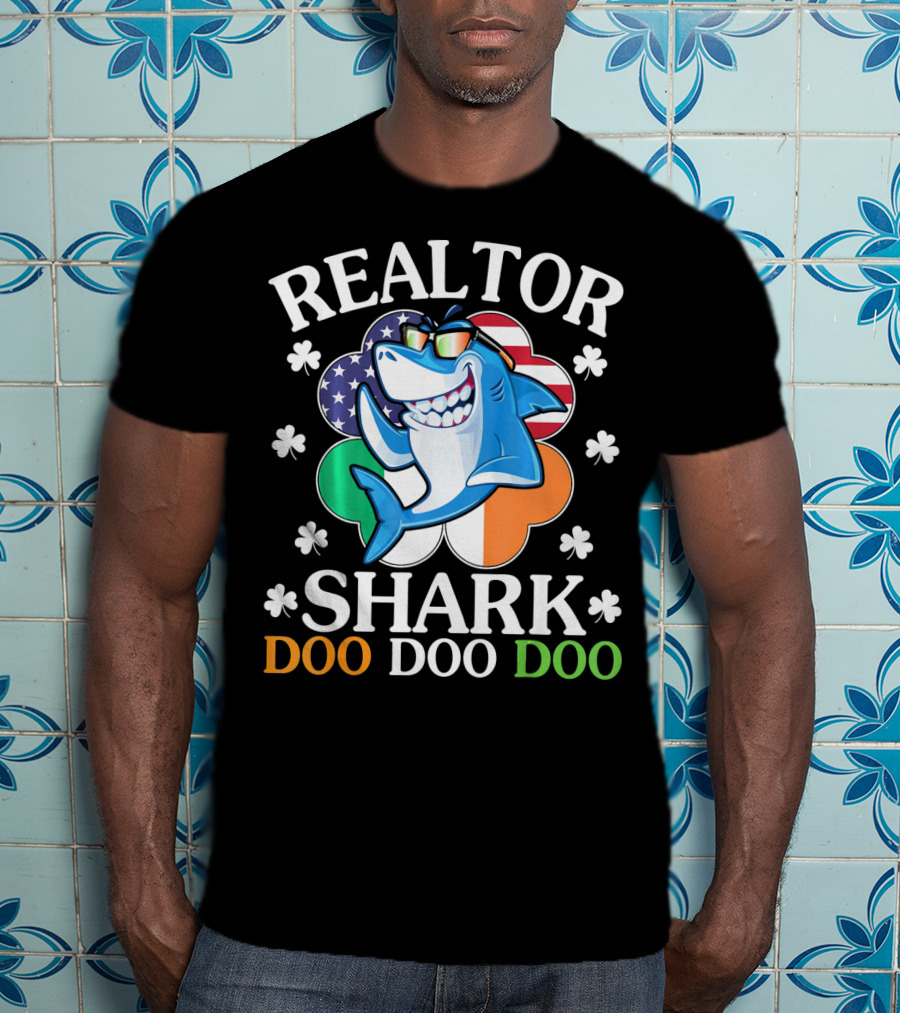 Realtor Shark Doo Doo Doo US Irish Flag Shamrock T-Shirt