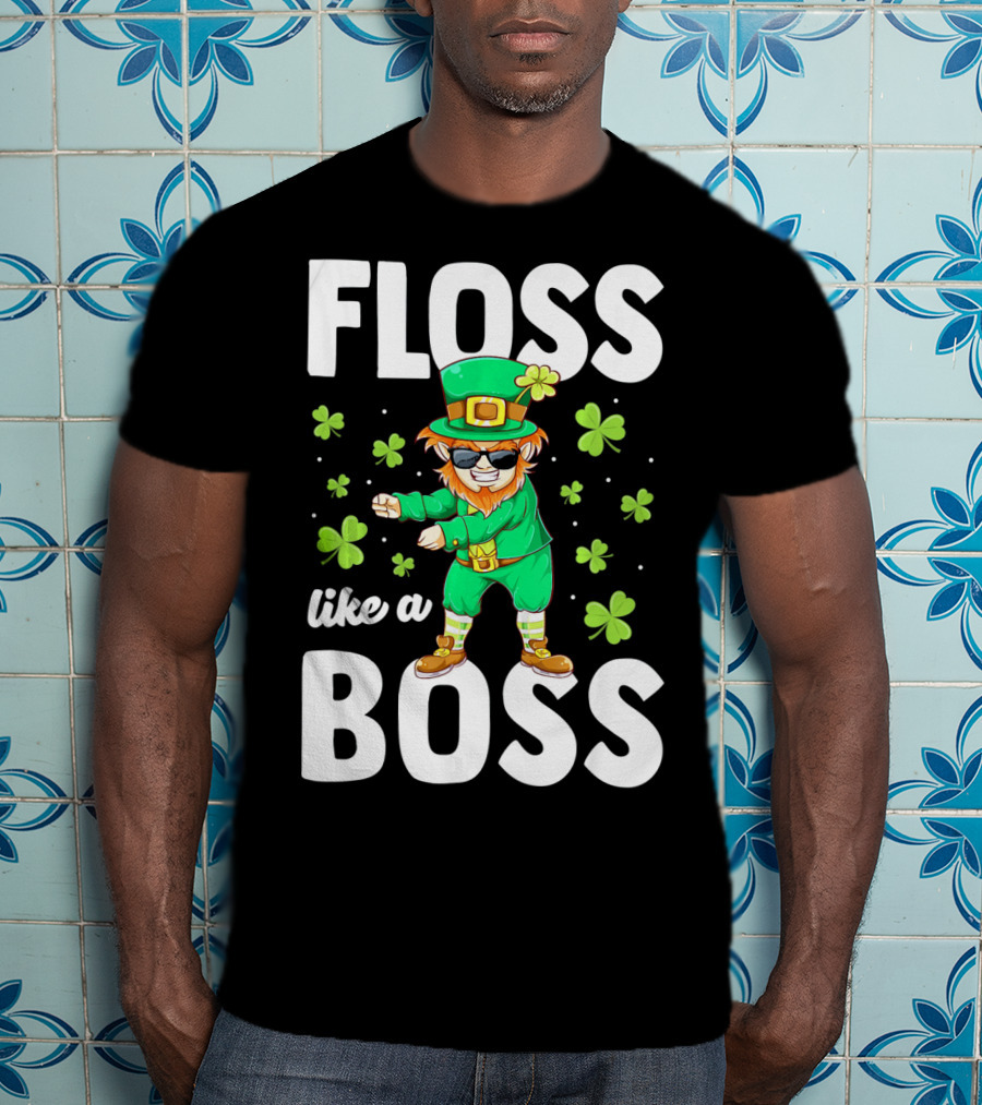 Floss Like A Boss Leprechaun Dance With Shamrocks T-Shirt