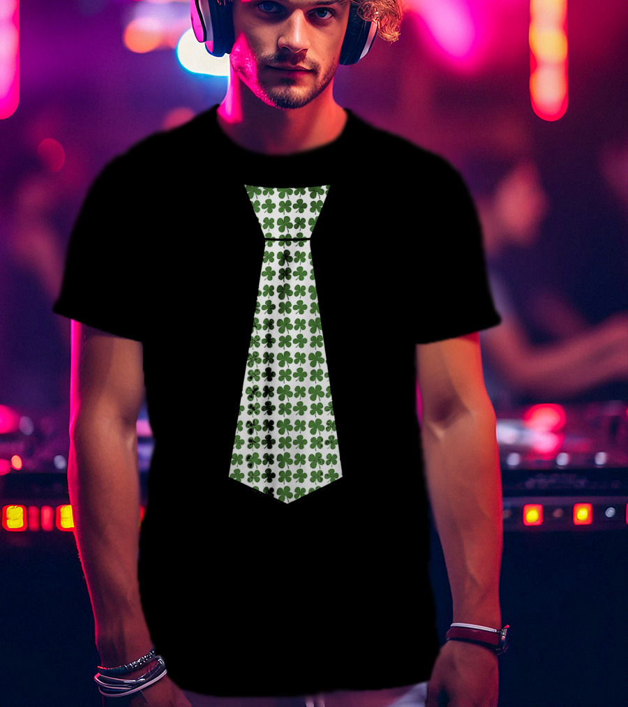 Cute Green Shamrock Necktie For St. Patrick's Day Celebrations T-Shirt
