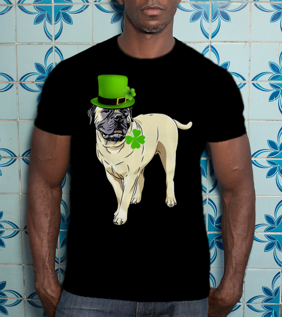 St Patricks Day BullMastiff Dog Irish Shamrock Hat T-Shirt