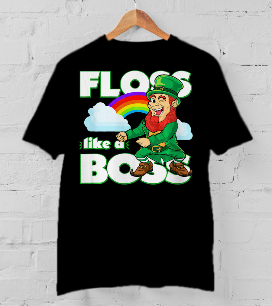 Floss Like A Boss St. Patricks Leprechaun Rainbow T-Shirt