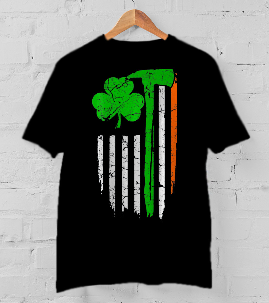 Firefighter Irish Flag Shamrock Patricks Day T-Shirt
