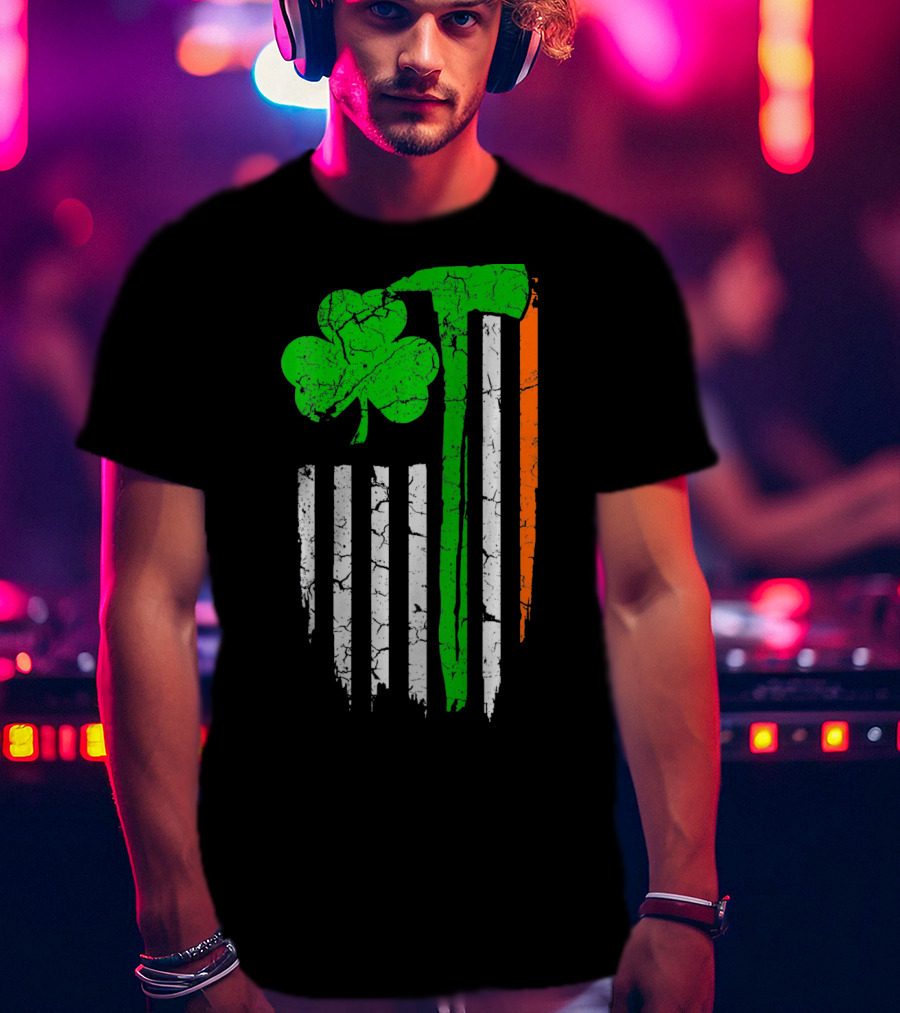 Firefighter Irish Flag Shamrock Patricks Day T-Shirt