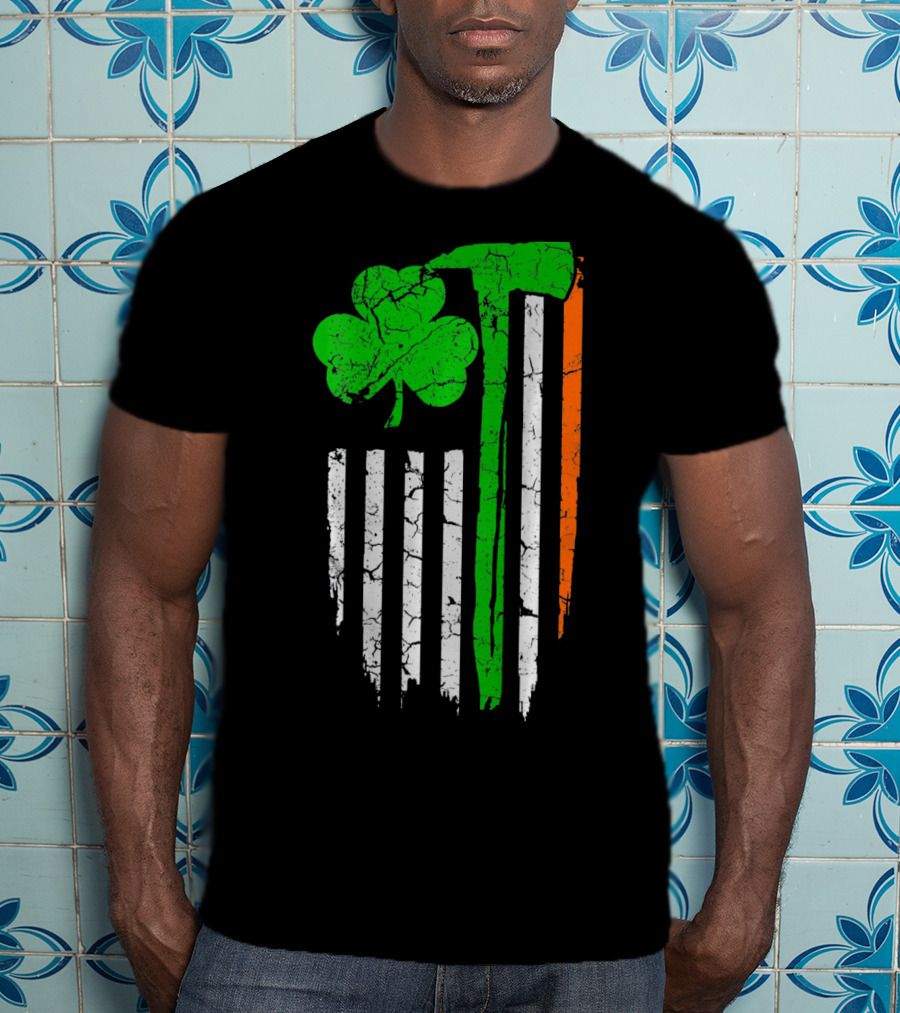 Firefighter Irish Flag Shamrock Patricks Day T-Shirt