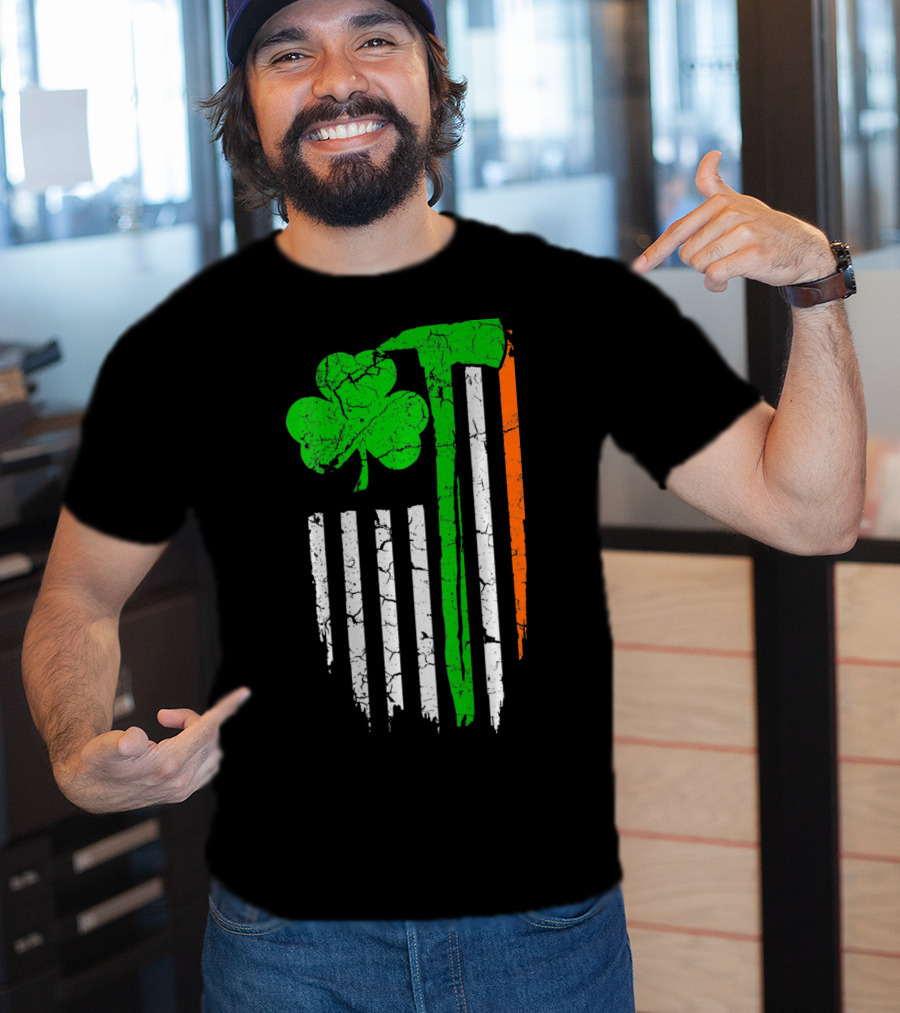 Firefighter Irish Flag Shamrock Patricks Day T-Shirt