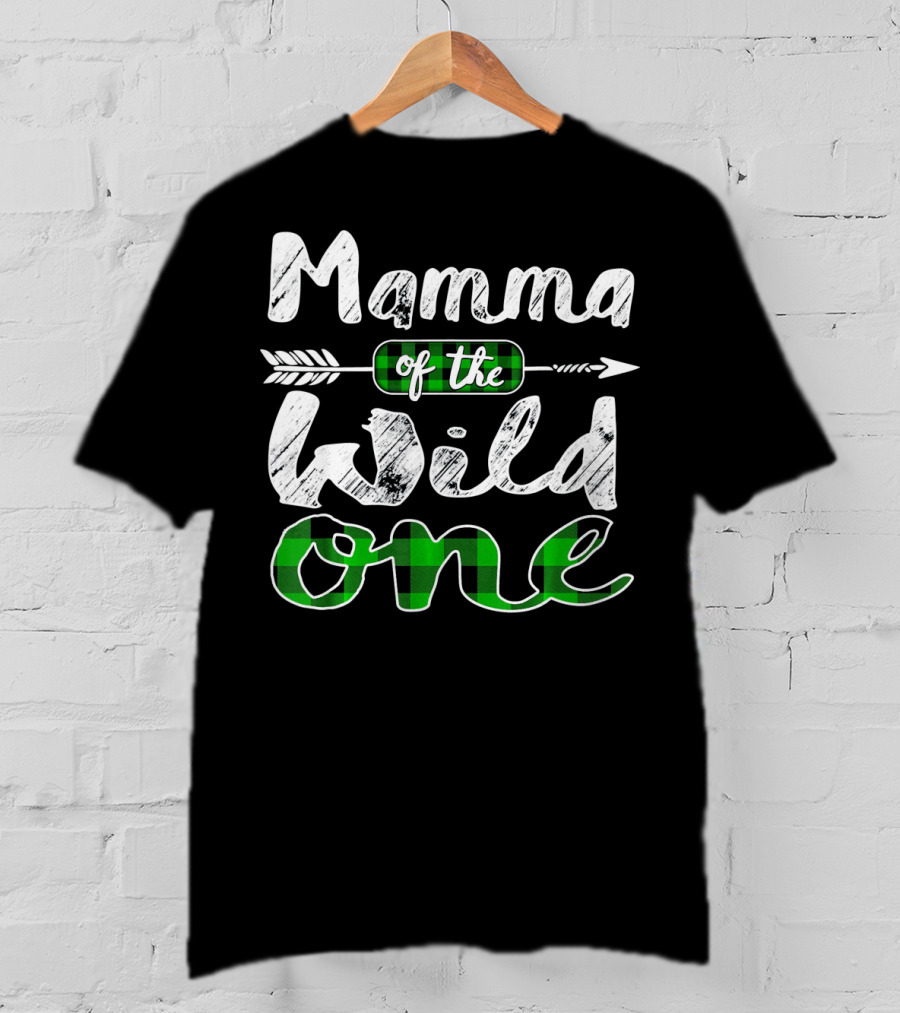 Mamma Of The Wild One Arrow Plaid T-Shirt