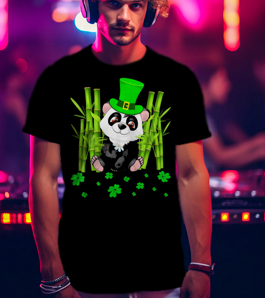 Leprechaun Panda Bamboo St Patricks Day Shamrock T-Shirt