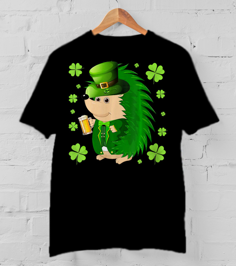 Funny Hedgichaun Leprechaun Clover Beer St. Patrick's Day T-Shirt