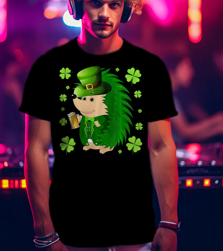 Funny Hedgichaun Leprechaun Clover Beer St. Patrick's Day T-Shirt