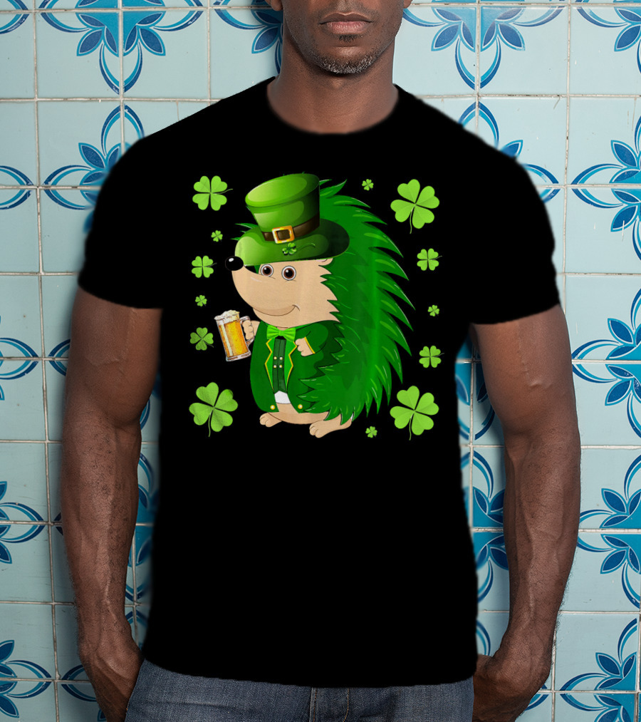 Funny Hedgichaun Leprechaun Clover Beer St. Patrick's Day T-Shirt