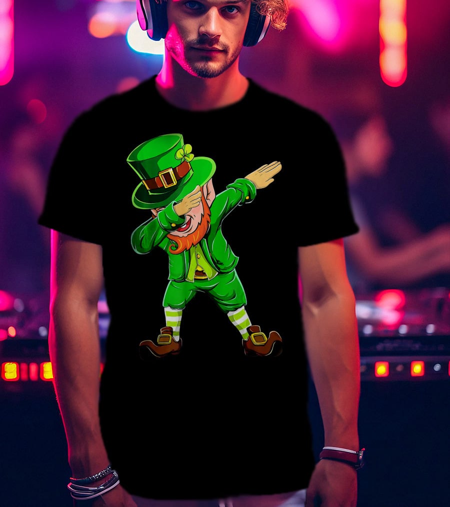Dabbing Leprechaun Funny St Patrick Day Green Costume Irish Dance T-Shirt