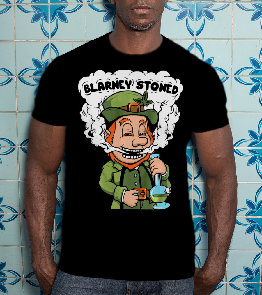 Blarney Stoned Funny Leprechaun Marijuana T-Shirt