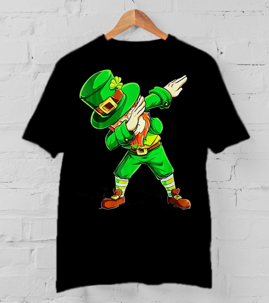 Leprechaun Dabbing Dance Pose In Green Costume T-Shirt