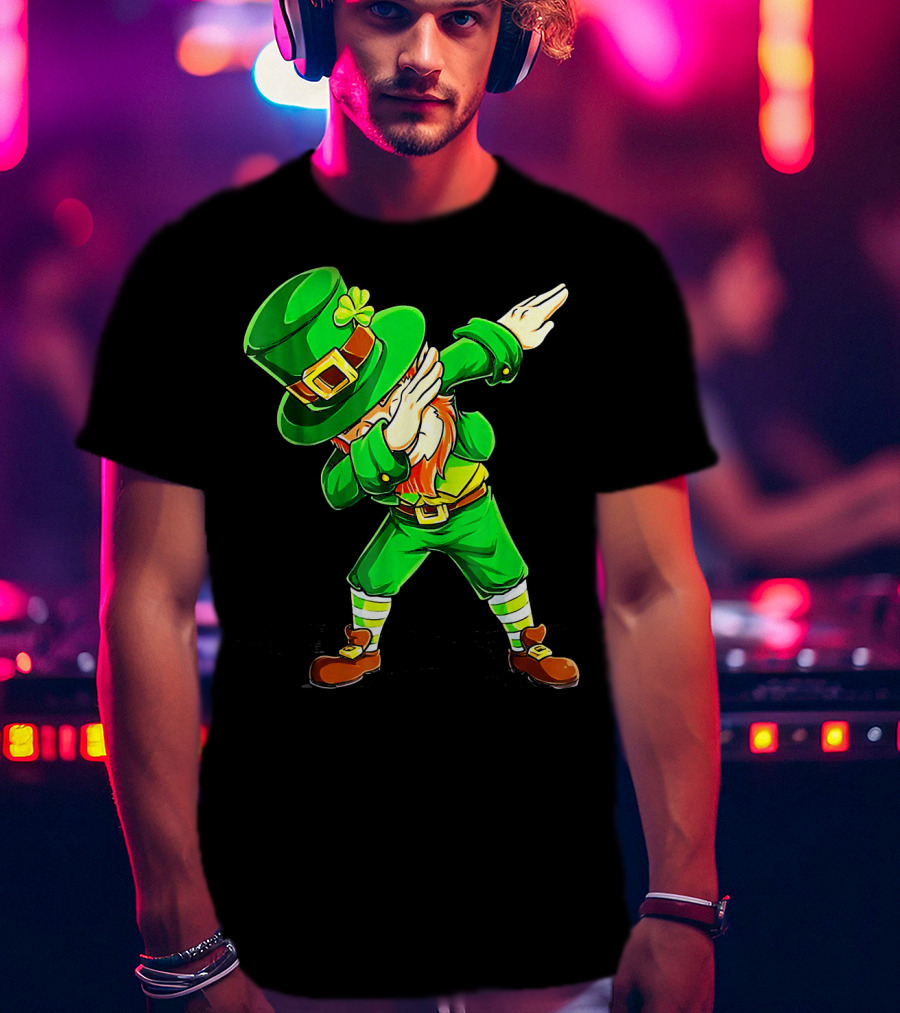 Leprechaun Dabbing Dance Pose In Green Costume T-Shirt