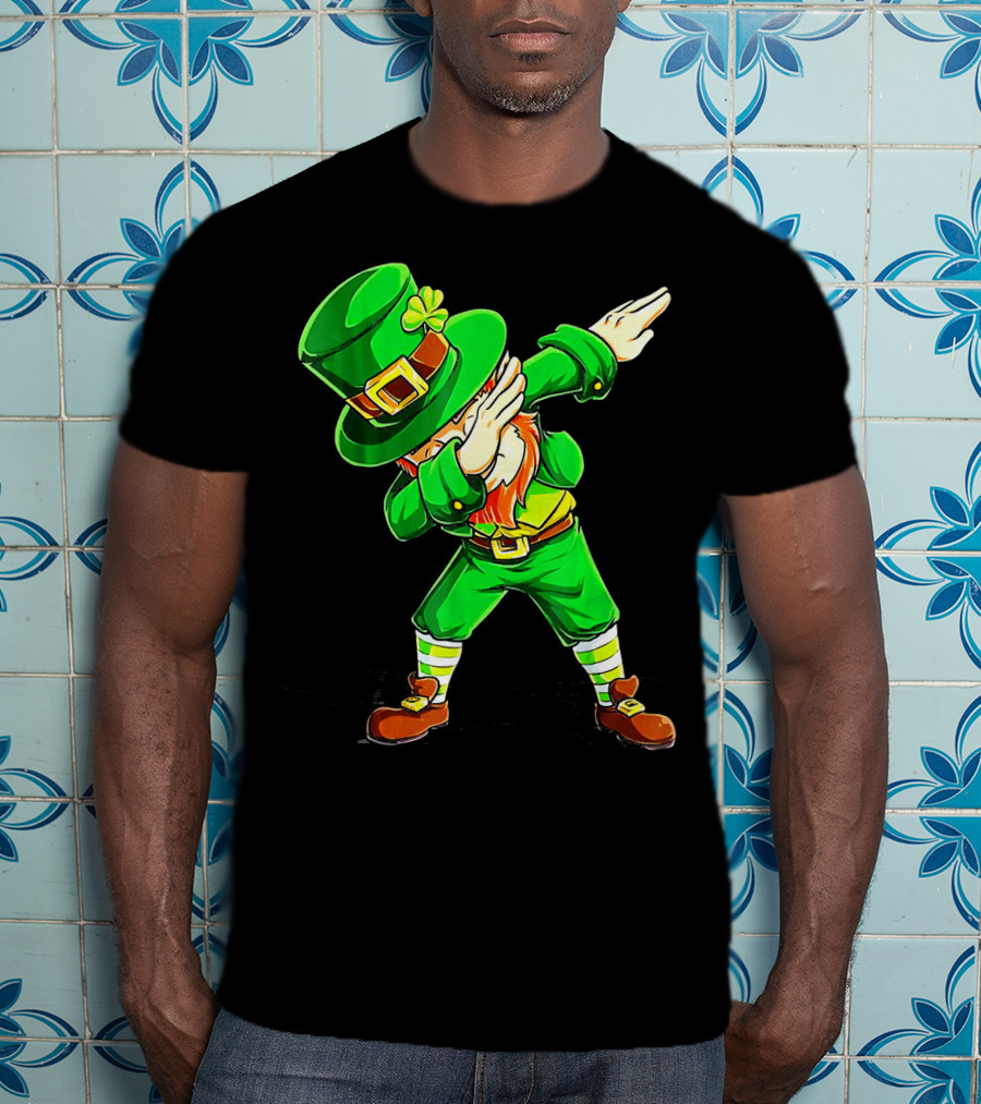 Leprechaun Dabbing Dance Pose In Green Costume T-Shirt