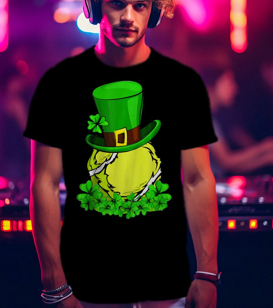 Leprechaun Hat Shamrock Tennis Ball St Patrick T-Shirt