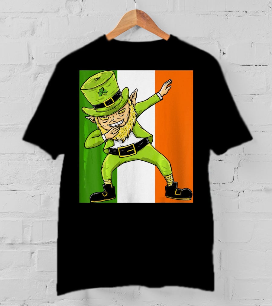 Irish Flag Dabbing Leprechaun St Patrick's Day T-Shirt