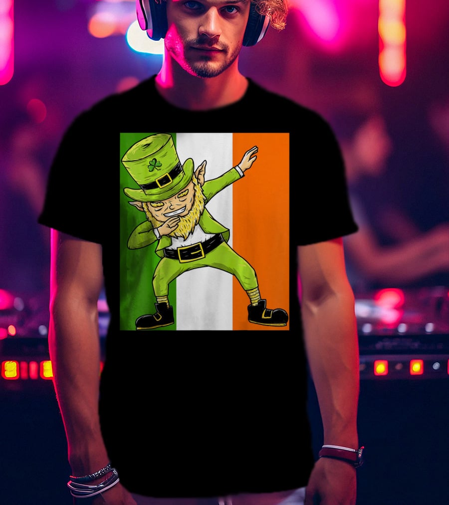 Irish Flag Dabbing Leprechaun St Patrick's Day T-Shirt