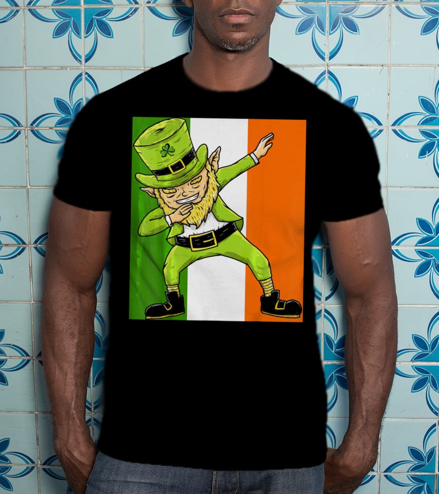 Irish Flag Dabbing Leprechaun St Patrick's Day T-Shirt