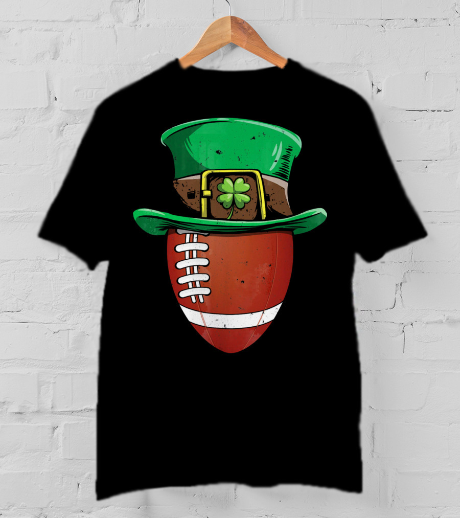 Leprechaun Hat Shamrock American Football Ball T-Shirt