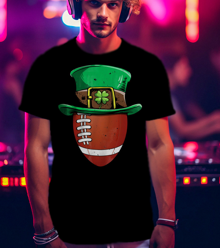 Leprechaun Hat Shamrock American Football Ball T-Shirt
