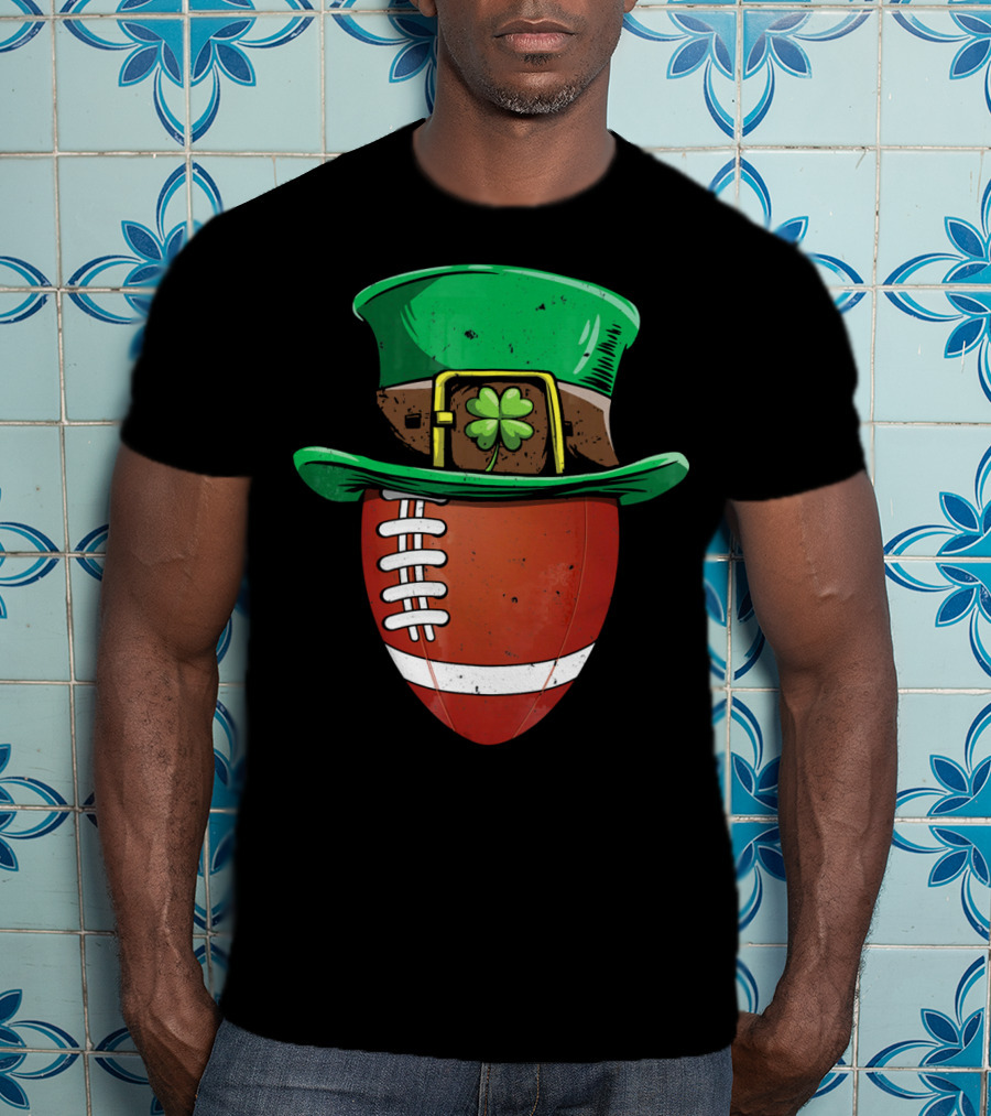 Leprechaun Hat Shamrock American Football Ball T-Shirt