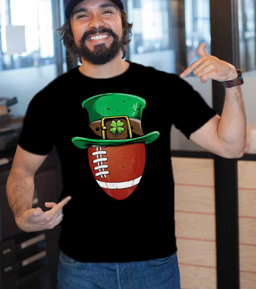 Leprechaun Hat Shamrock American Football Ball T-Shirt