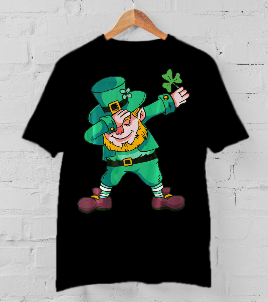 Dabbing Leprechaun Irish Shamrock T-Shirt