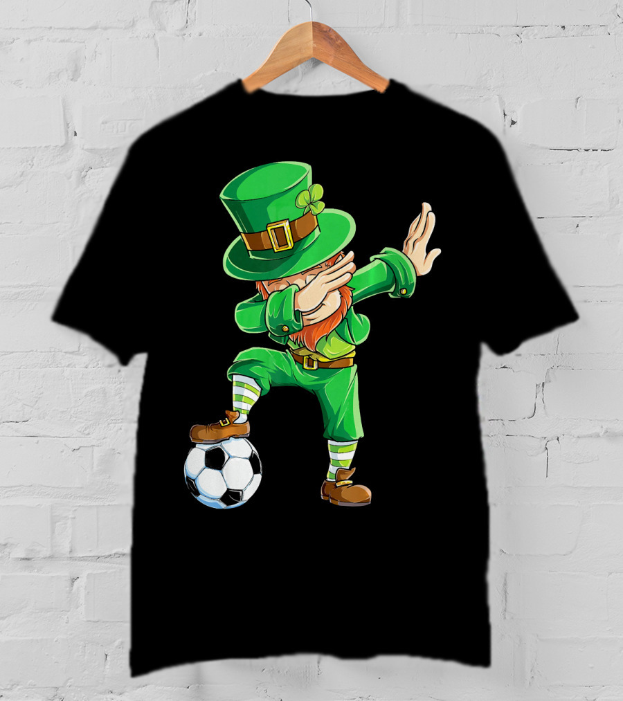 Dabbing Leprechaun Soccer Ball St Patricks Day T-Shirt