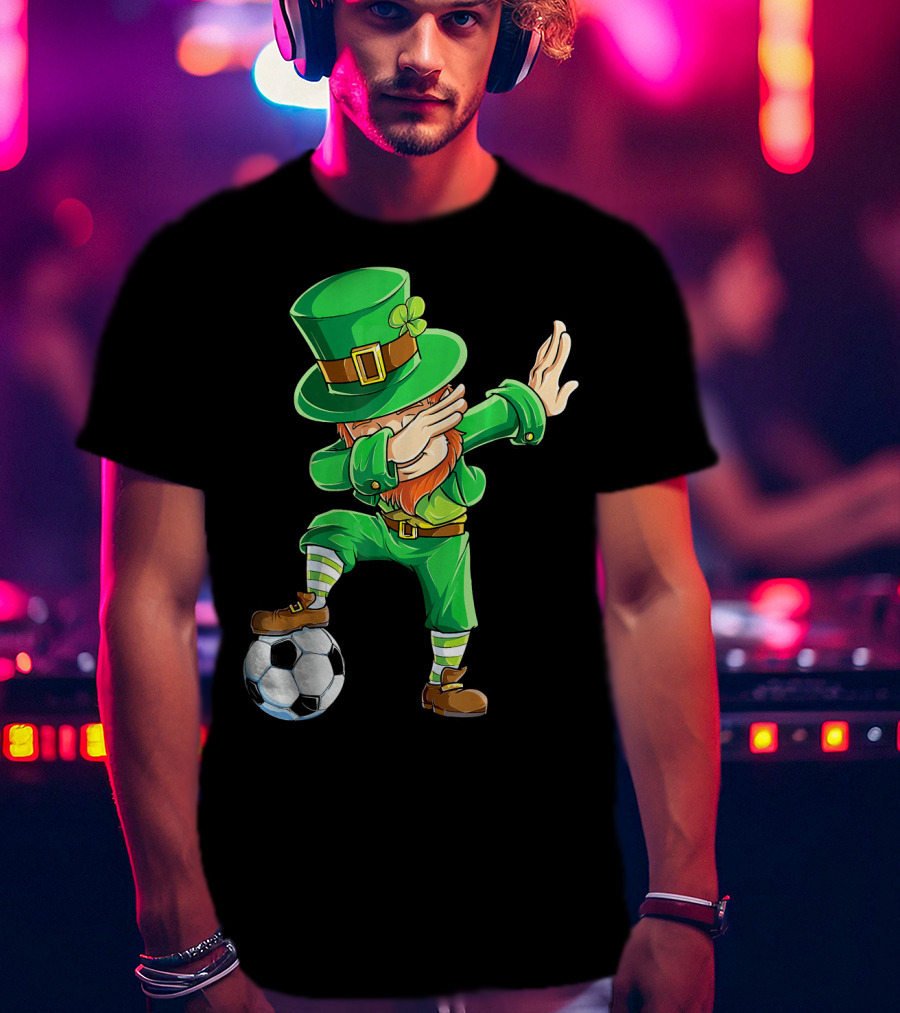 Dabbing Leprechaun Soccer Ball St Patricks Day T-Shirt