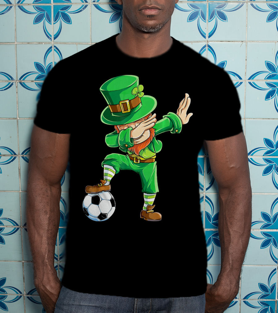 Dabbing Leprechaun Soccer Ball St Patricks Day T-Shirt