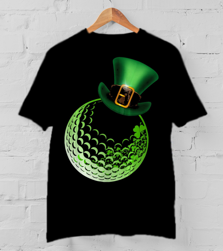 Shamrock Golf Ball With Leprechaun Hat St Patrick's Day Fun T-Shirt