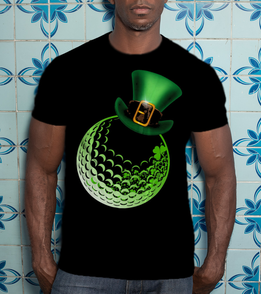 Shamrock Golf Ball With Leprechaun Hat St Patrick's Day Fun T-Shirt