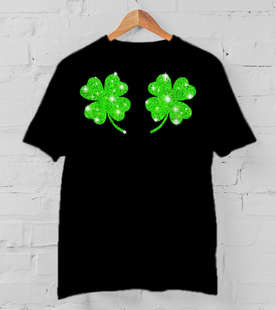 Shake Your Shamrocks Green Sparkle 4 Leaf Clover T-Shirt