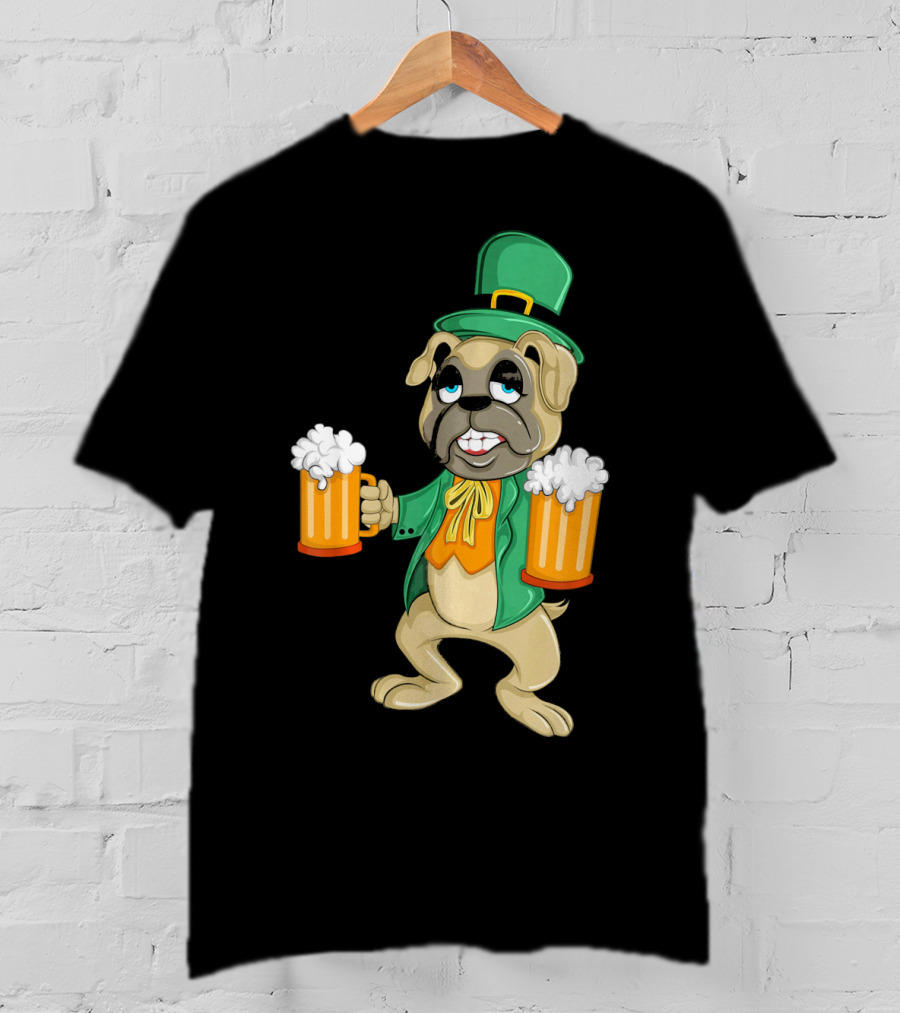 Irish Leprechaun Pug With Beers For St. Patrick's T-Shirt