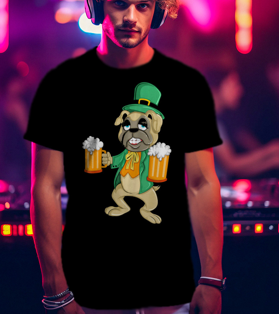 Irish Leprechaun Pug With Beers For St. Patrick's T-Shirt