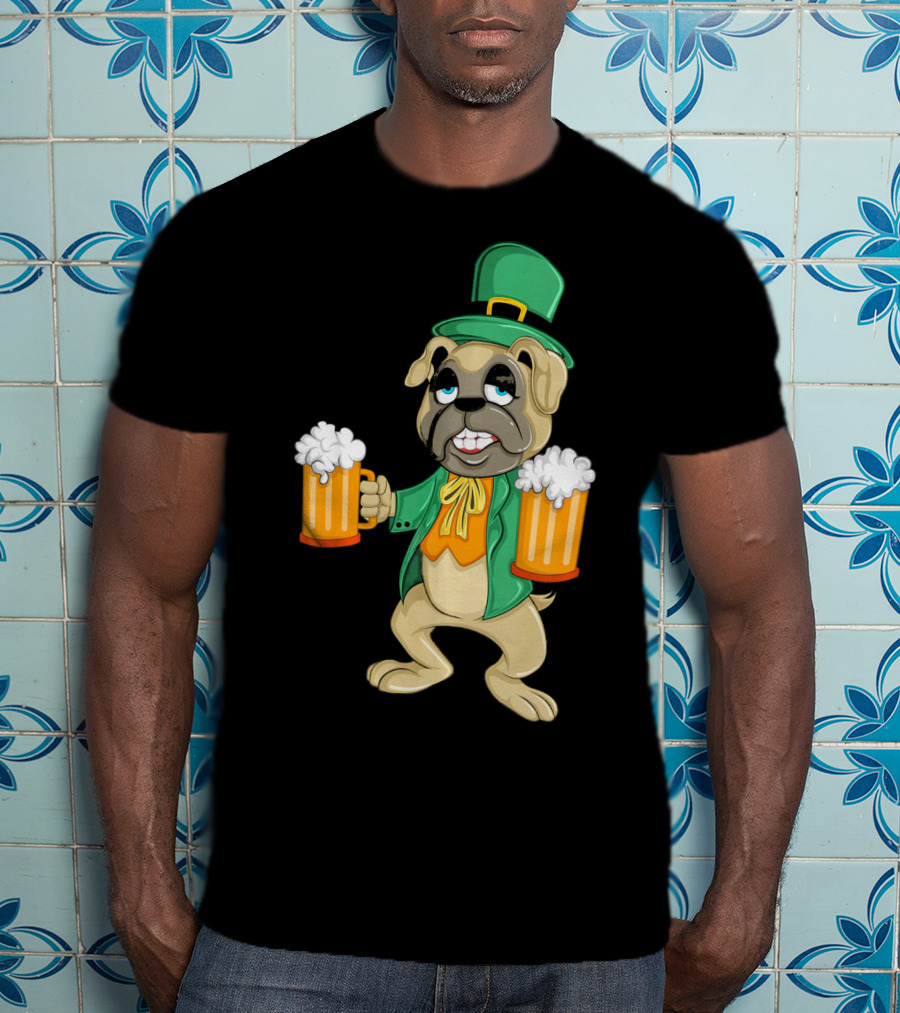Irish Leprechaun Pug With Beers For St. Patrick's T-Shirt