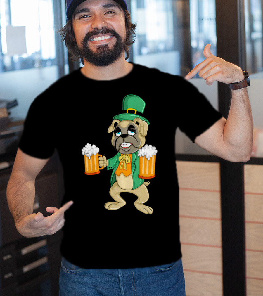 Irish Leprechaun Pug With Beers For St. Patrick's T-Shirt