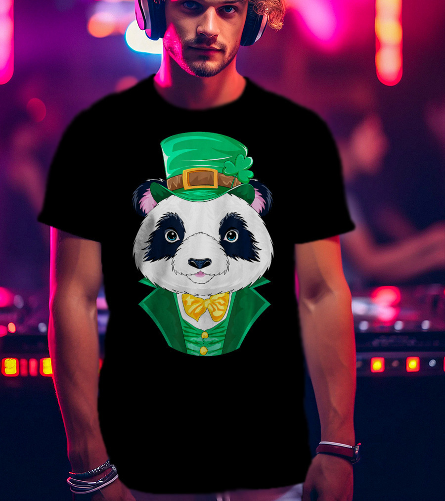 Panda Leprechaun Happy Lucky Irish Charm T-Shirt