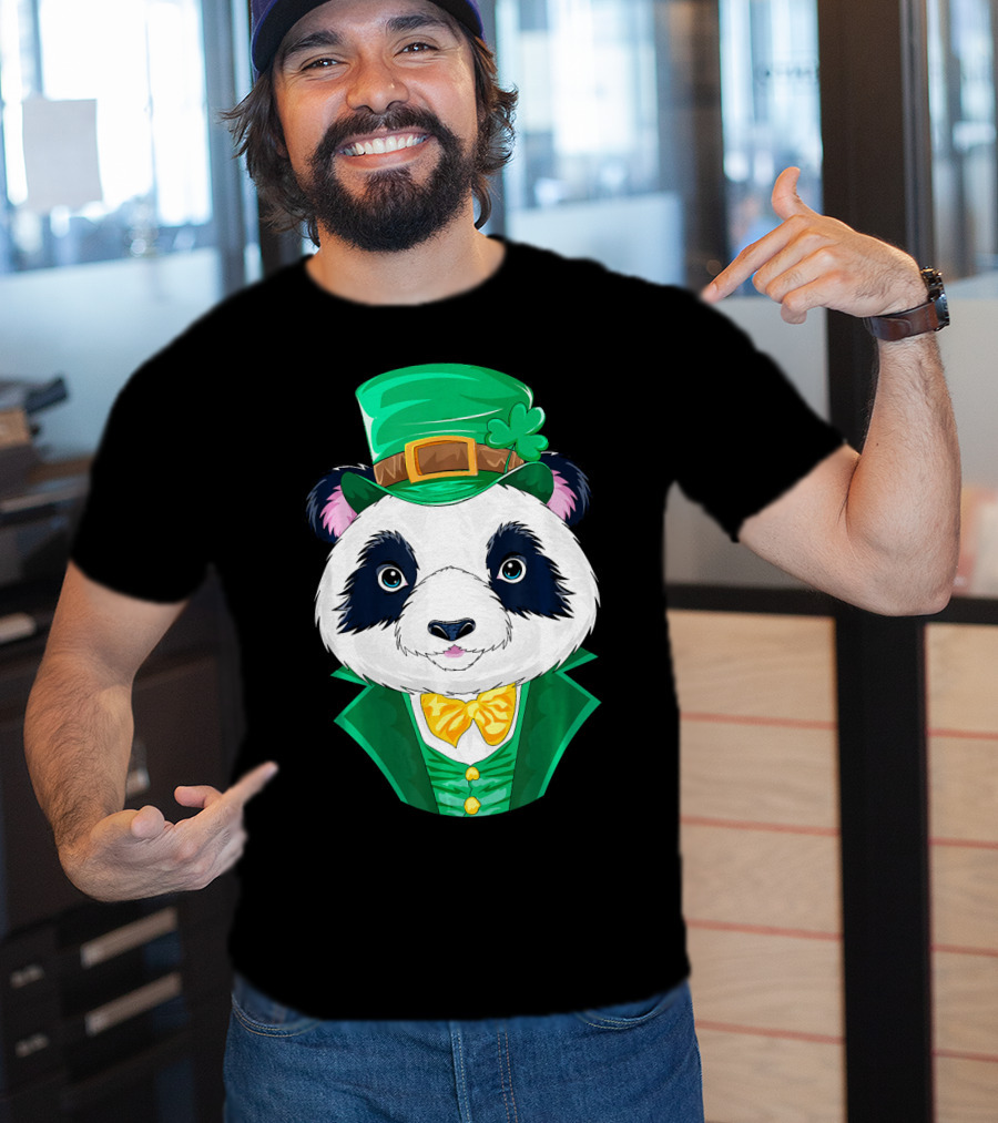 Panda Leprechaun Happy Lucky Irish Charm T-Shirt
